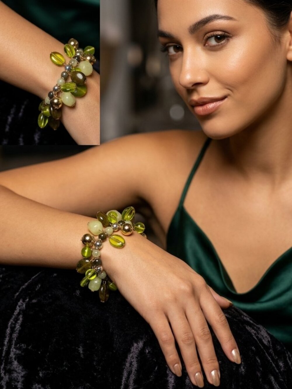 Earth Tone Beaded Dangle Bracelet - Picture 4 of 6